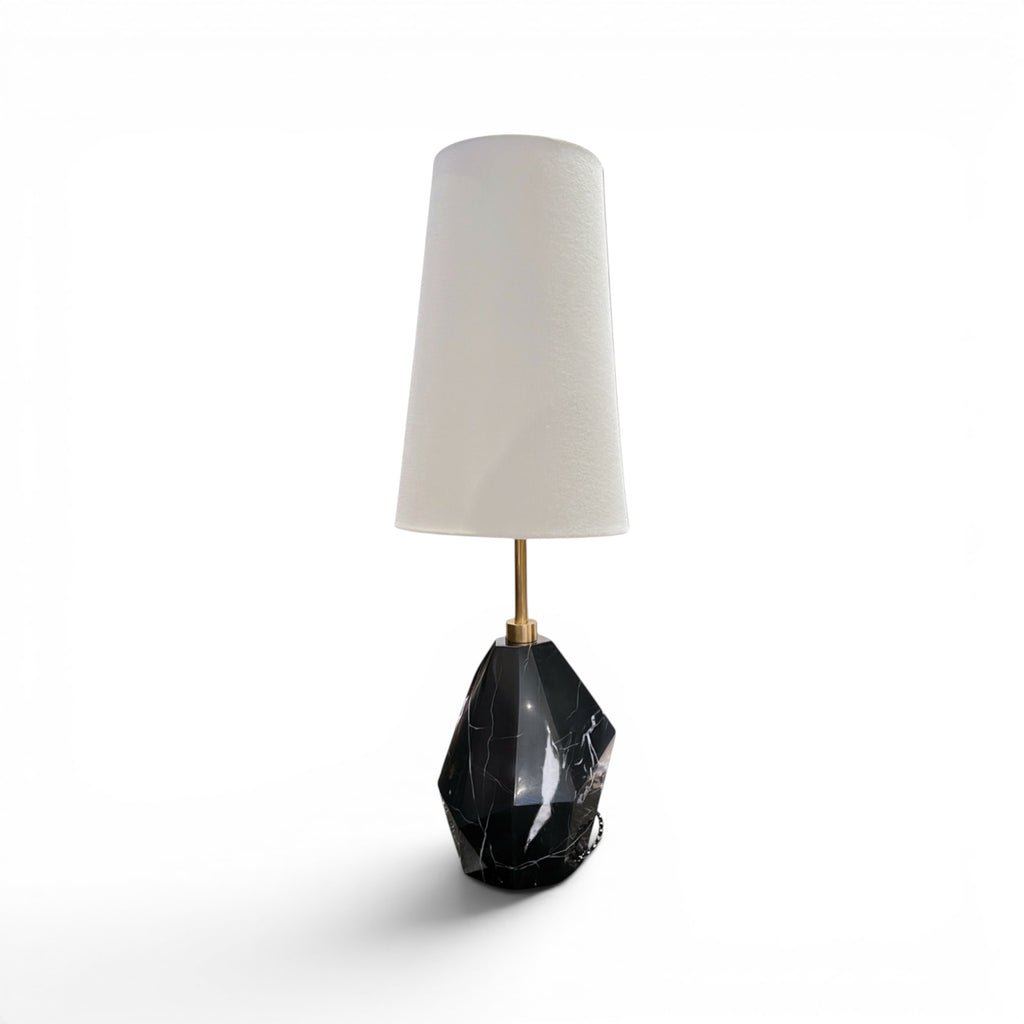 Black Marble Chunk Bedside Lamp