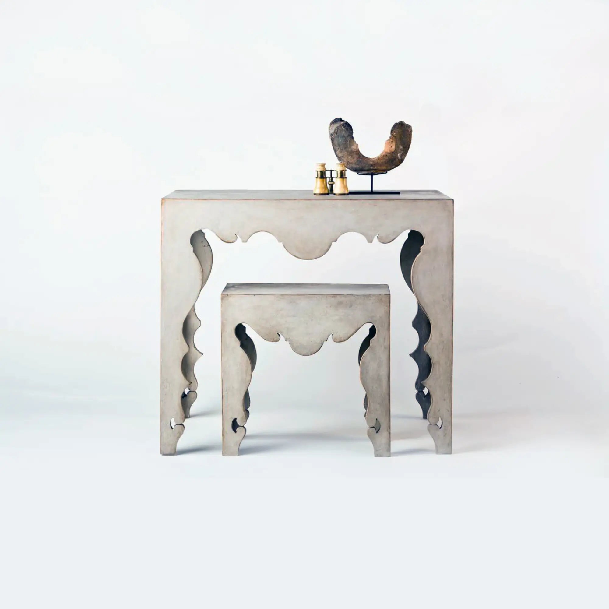 Maison Contemporary Rococo Martini Side Table with Painted Swedish Finish