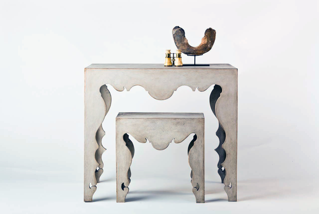 Maison Contemporary Rococo Martini Side Table with Painted Swedish Finish