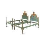 Venetian Style Pair of Painted & Parcel Gilt Twin Beds