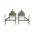 Venetian Style Pair of Painted & Parcel Gilt Twin Beds