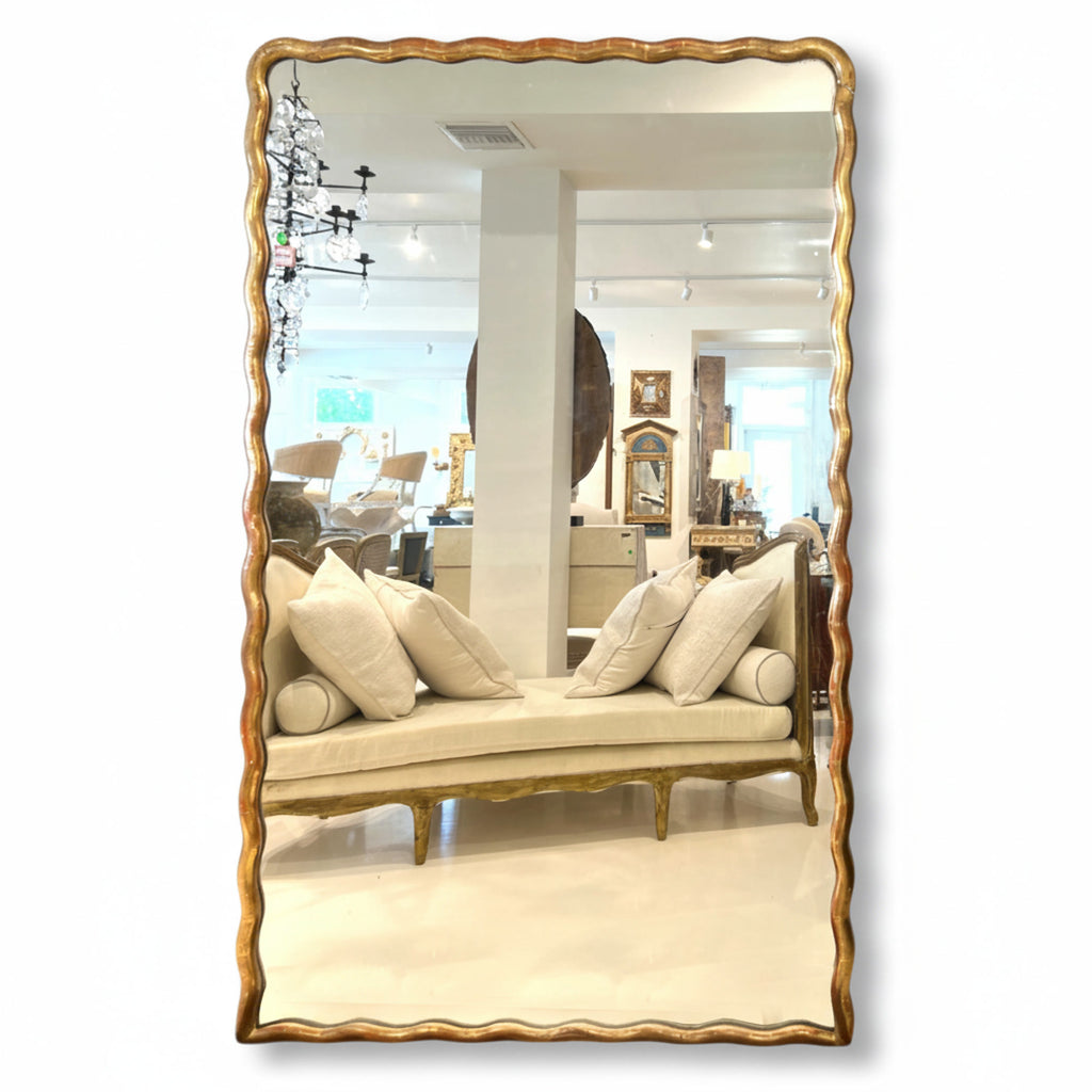 19th Century French Directoire Lg Gilded Scalloped Antique Mirror