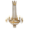 19th Century Italian Large Empire Crystal & Gilded Iron Antique Chandelier