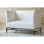 Maison Contemporary Loveseat in Linen with Iron Base