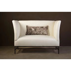 Maison Contemporary Loveseat in Linen with Iron Base