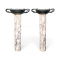 Late 18th–Early 19th Century Italian Grand Tour Breccia d’Aleppo Marble Columns with Bronze Urns