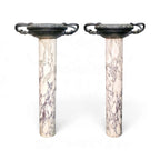 Late 18th–Early 19th Century Italian Grand Tour Breccia d’Aleppo Marble Columns with Bronze Urns