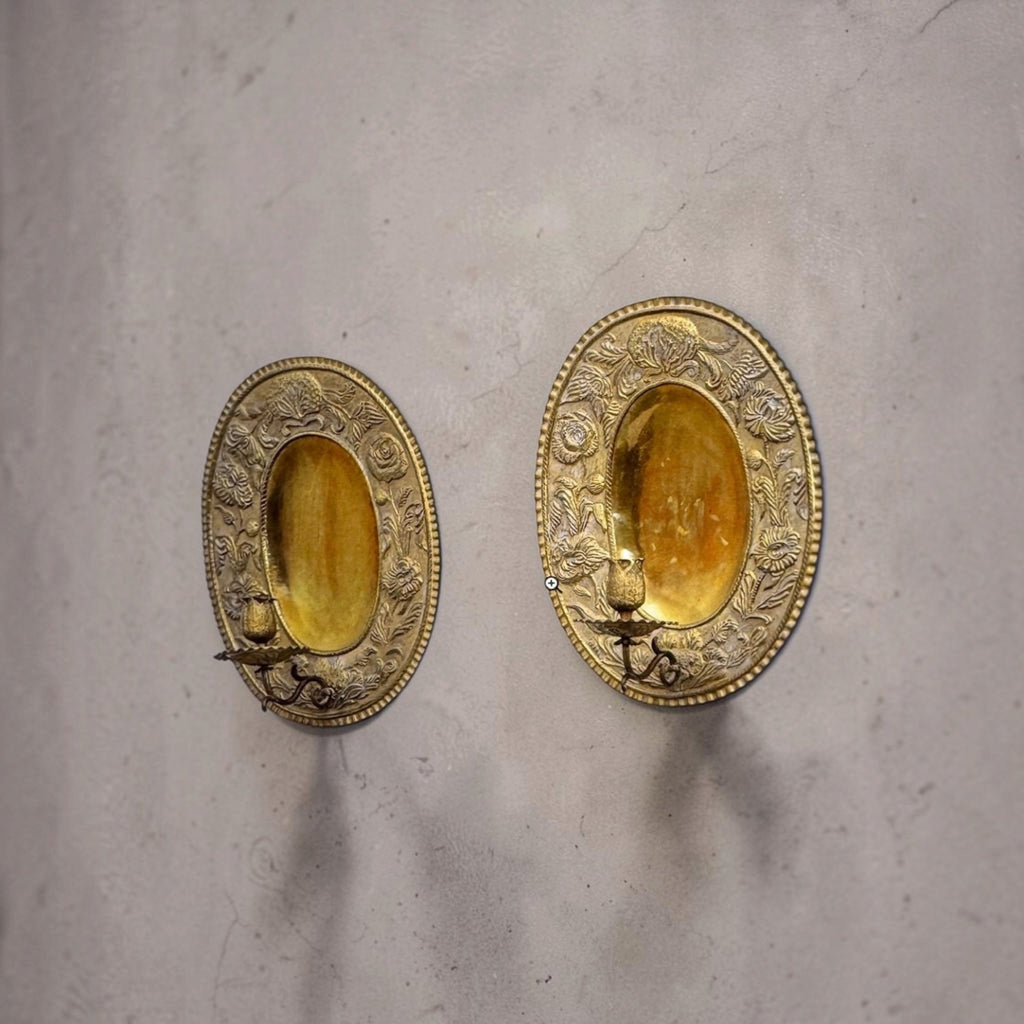 18th Century Swedish Pair of Brass Baroque Style Sconces