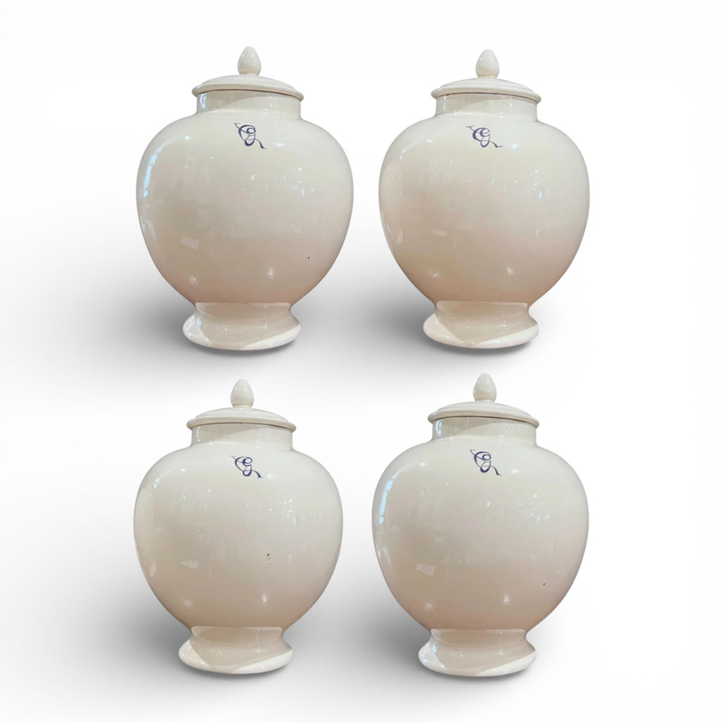 Antique Italian Set of 4 Jars w/Lids