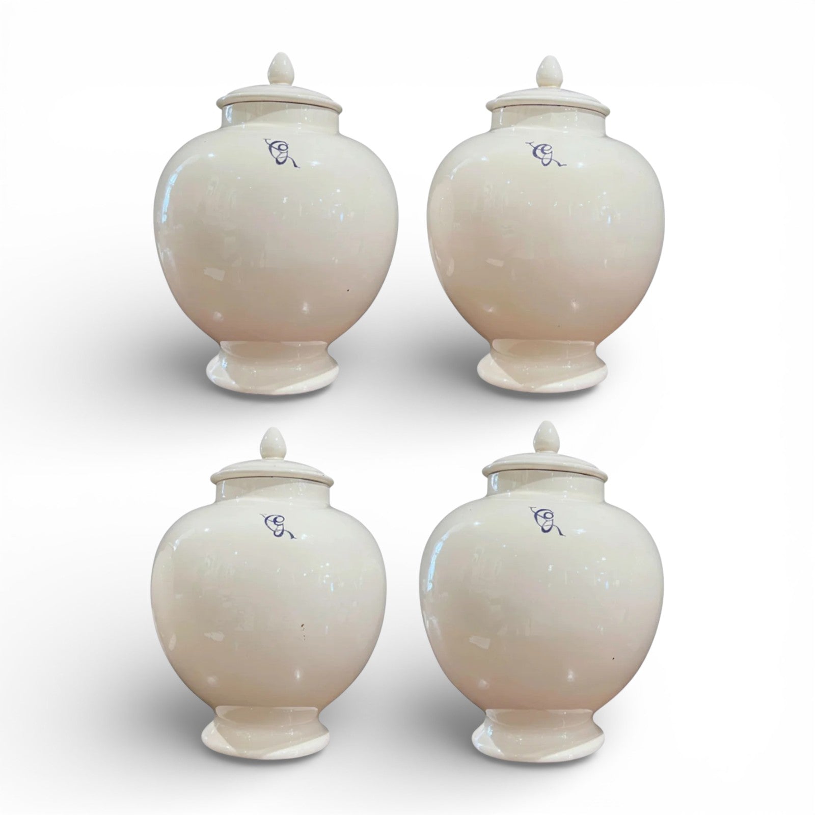 Antique Italian Set of 4 Jars w/Lids