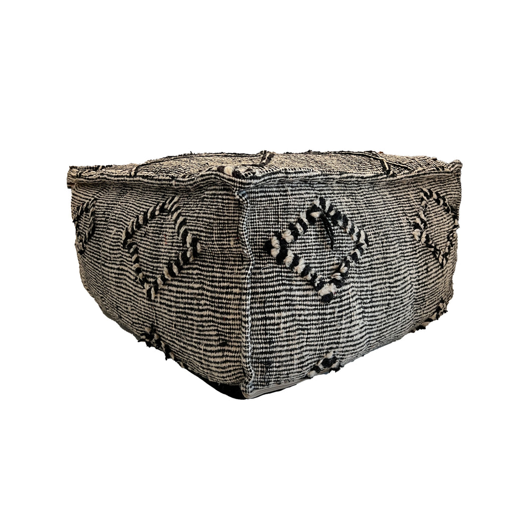 Pouf, Large Square Indian, Black and White