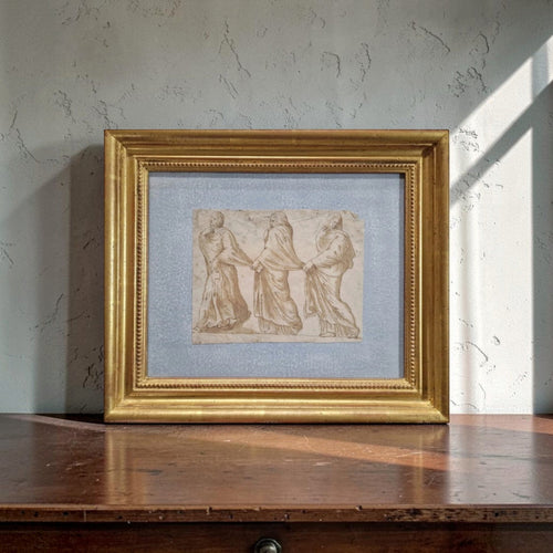 17th Century Northern School 3 Draped Women in 19th Century Gilded Frame
