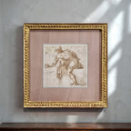 17th Century Northern School Study of Man with Bent Leg in 19th Century Frame