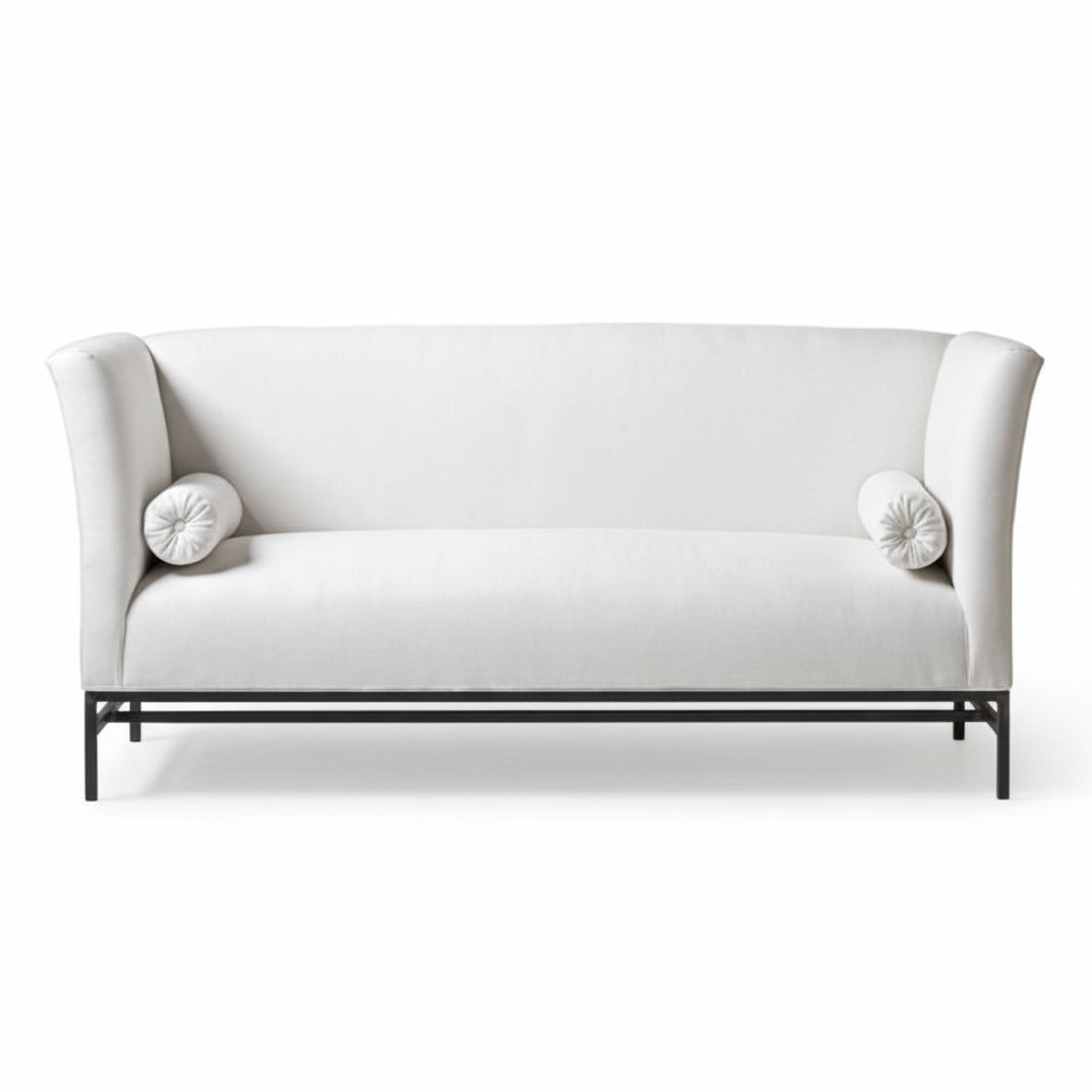 Maison Contemporary Linen Sofa with Iron Base