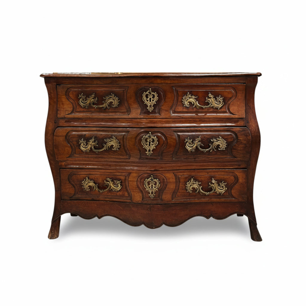 18th Century Louis XIV/XV Walnut Bombe Chest with Hoof Foot