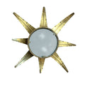 Vintage Spanish Gilded Iron Sun Chandelier with Glass