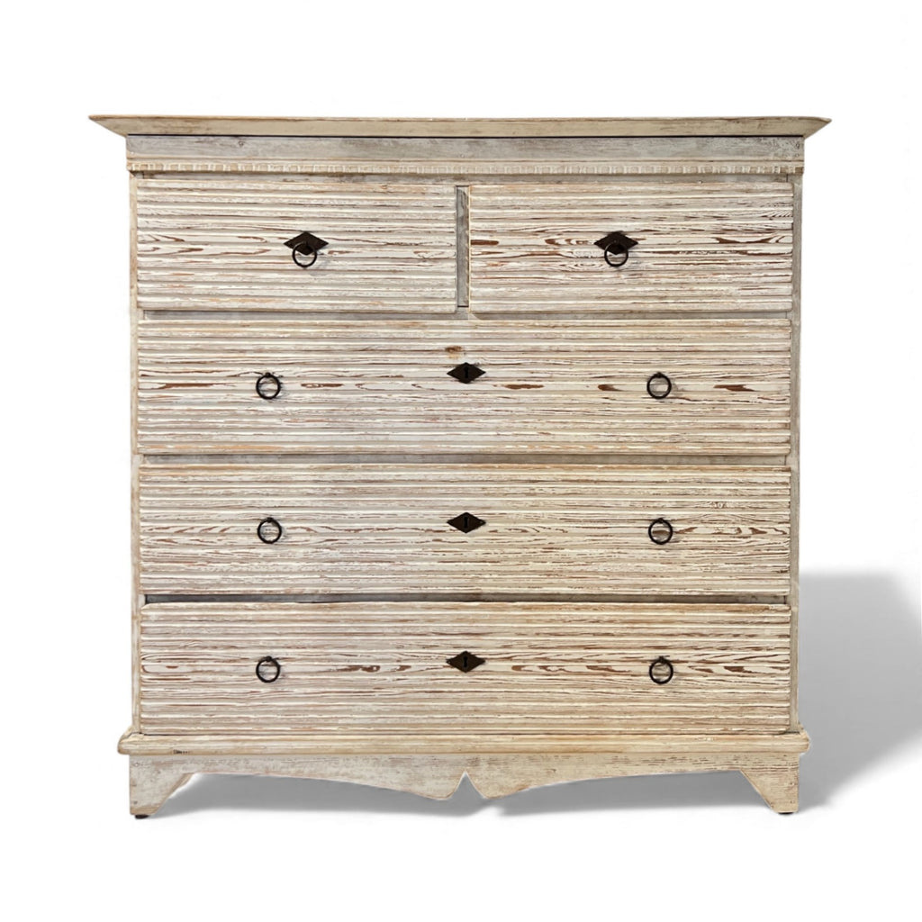 19th Century Swedish Antique Painted Reeded Chest