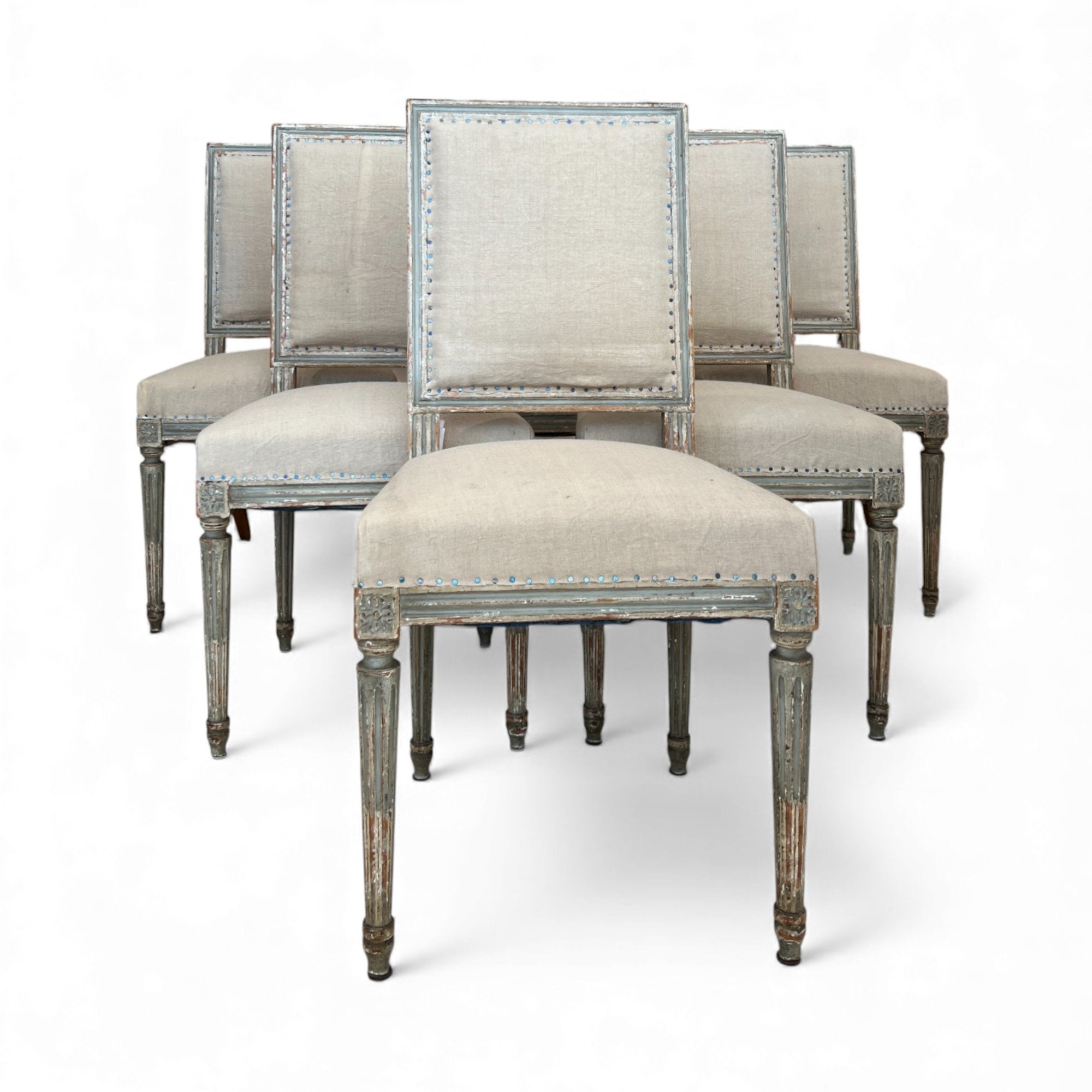 19th Century French Antique Set of 6 Louis XVI Dining Chairs