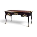 18th Century French Louis XV Style Bureau Plat or Desk with Brass & Gilt Bronze Inlays