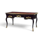 18th Century French Louis XV Style Bureau Plat or Desk with Brass & Gilt Bronze Inlays