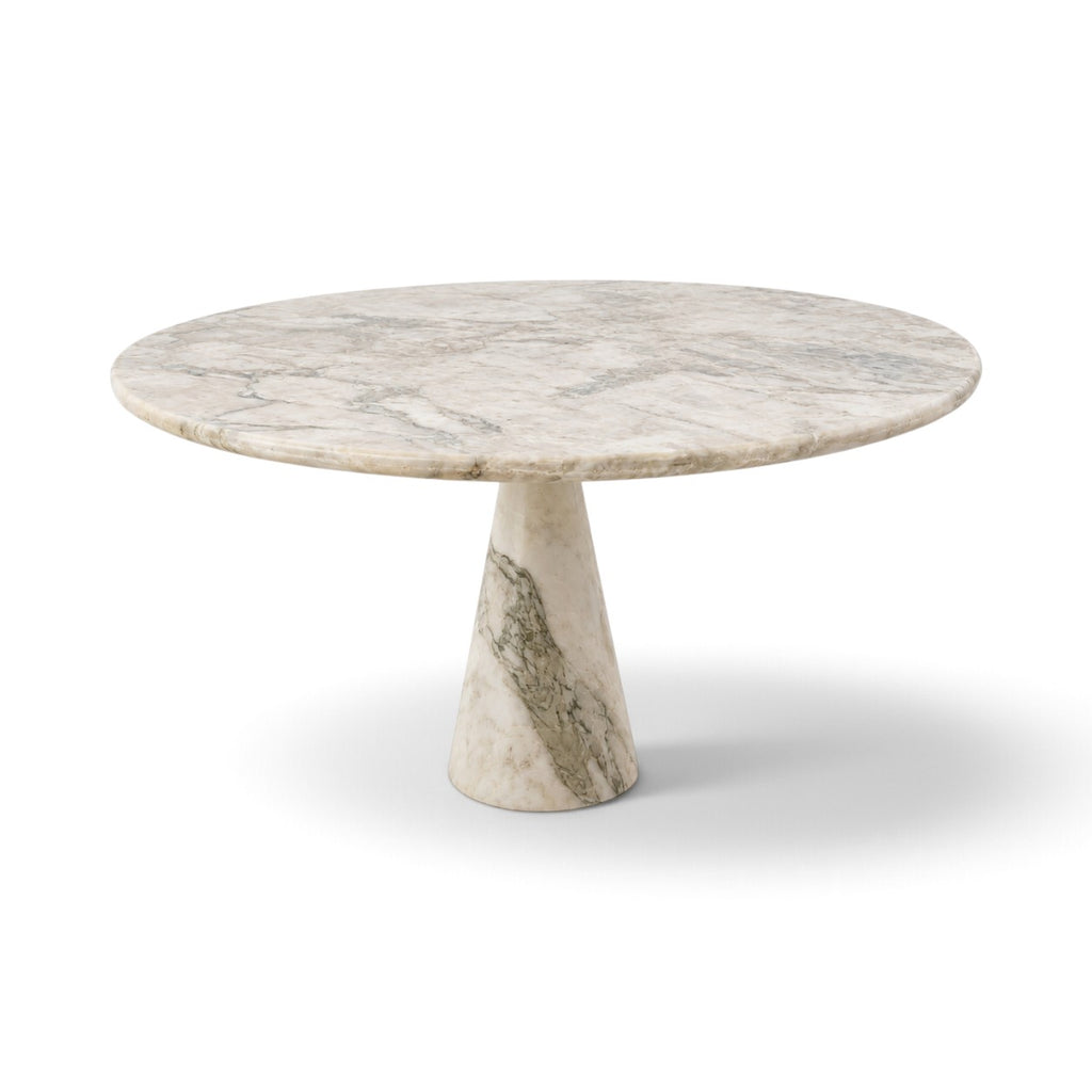 Mid-Century Italian White Marble Mangiarotti Eros Round Dining Table