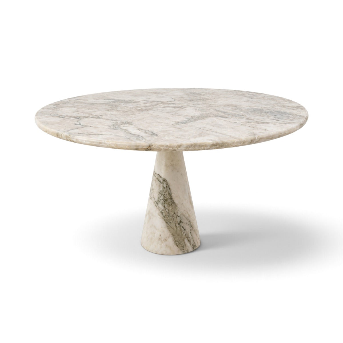 Mid-Century Italian White Marble Mangiarotti Eros Round Dining Table