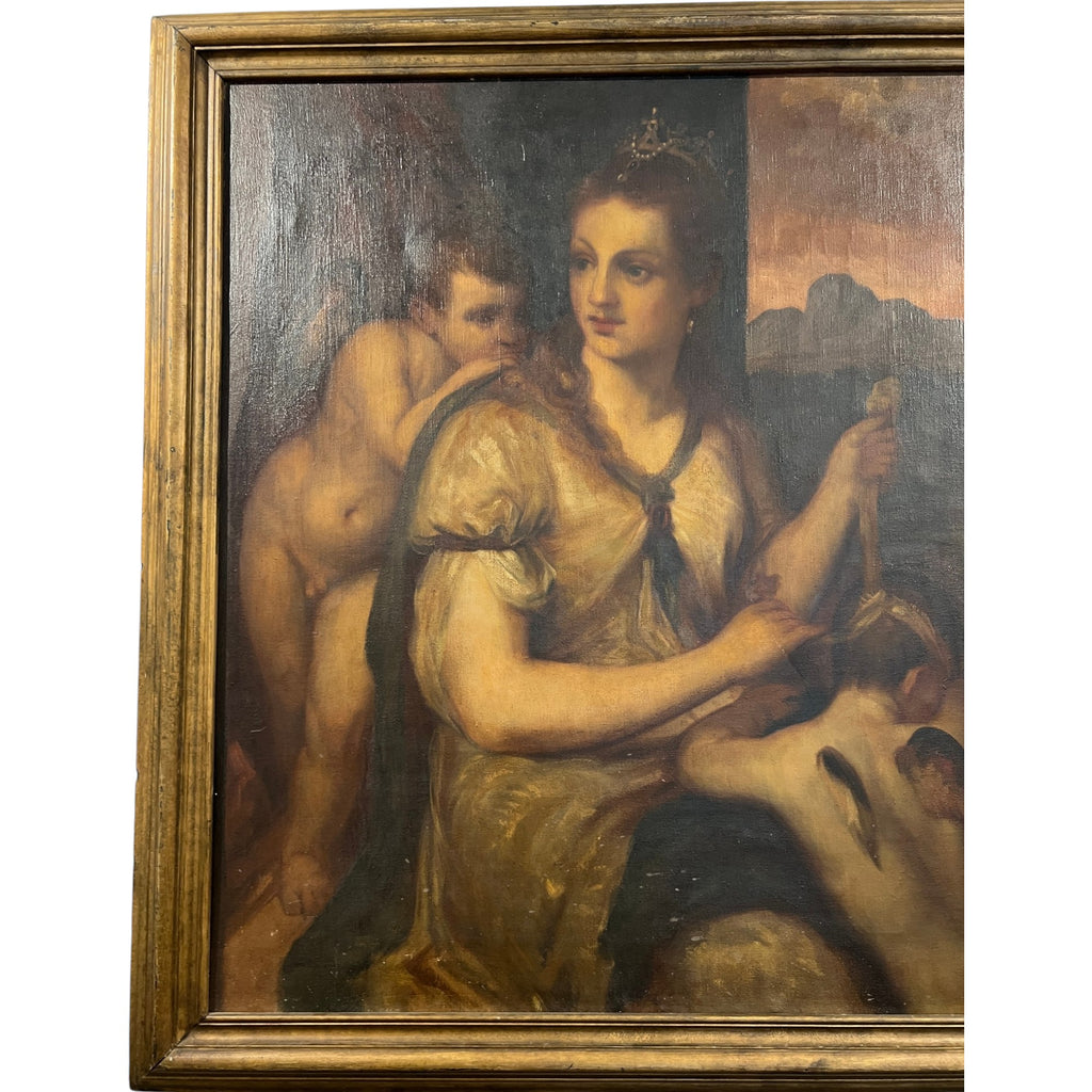 19th Century European Painting depicting "Venus Blindfolding Cupid"