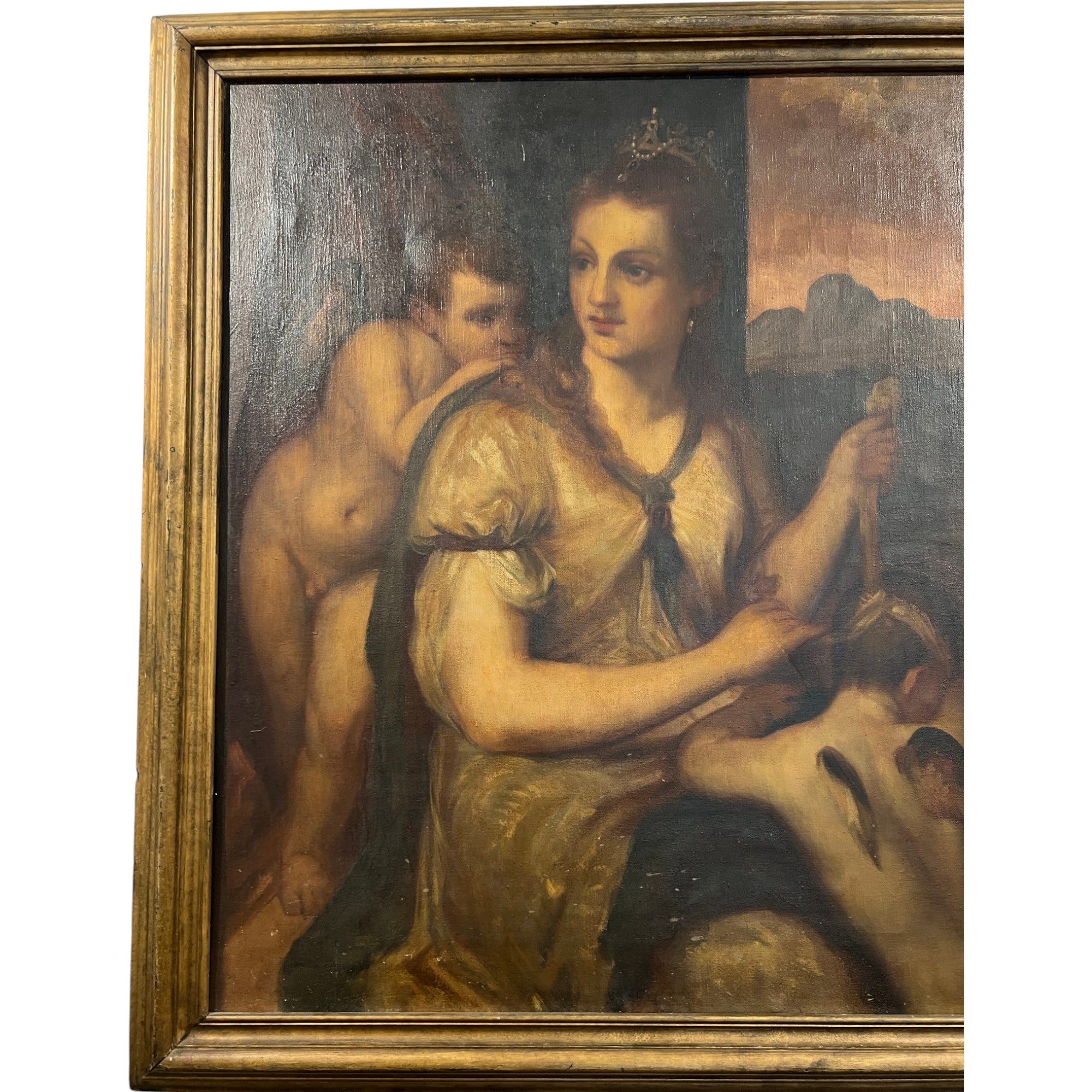 19th Century European Painting depicting "Venus Blindfolding Cupid"
