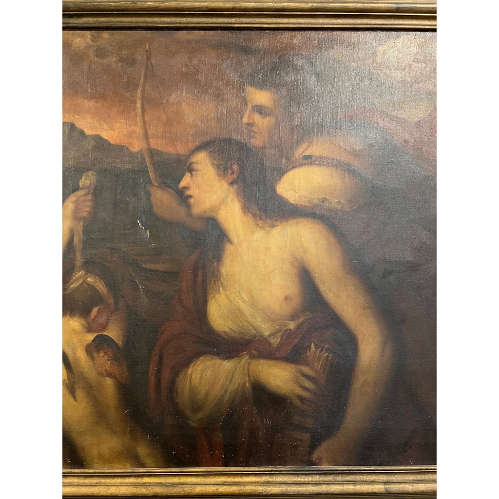 19th Century European Painting depicting "Venus Blindfolding Cupid"
