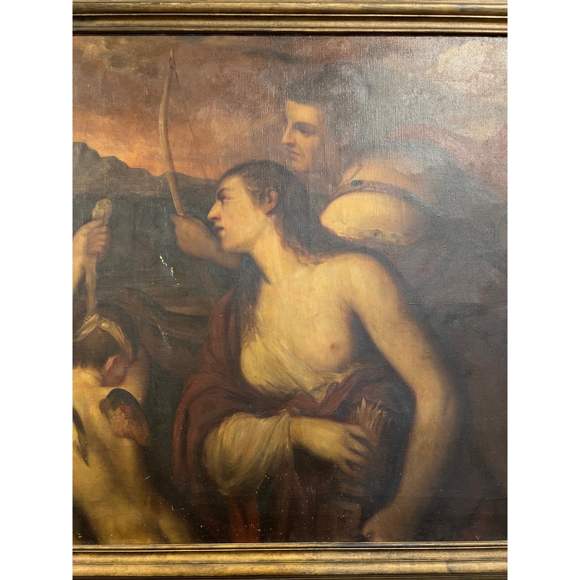19th Century European Painting depicting "Venus Blindfolding Cupid"
