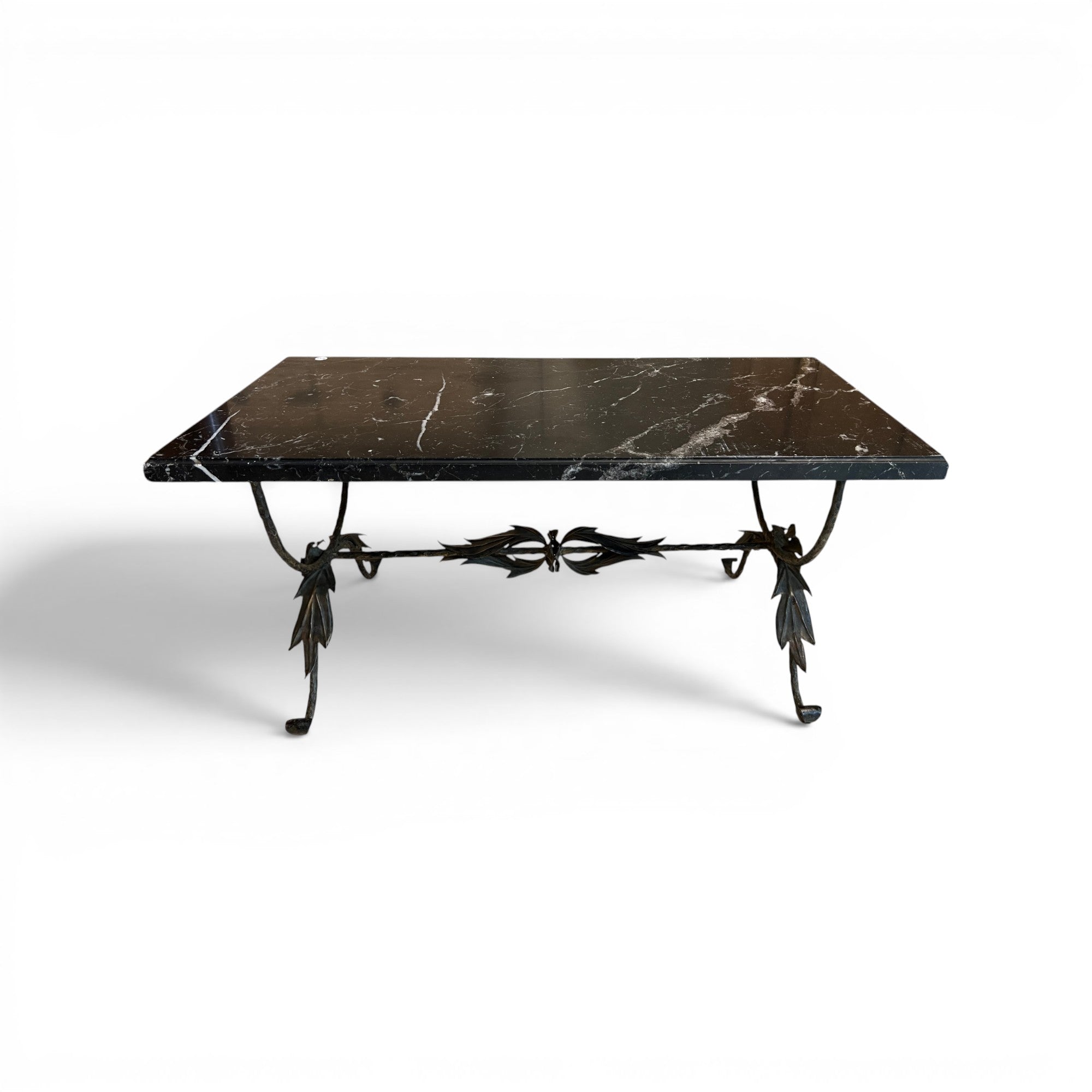 Bronze Leaf Table with Black Marble Top
