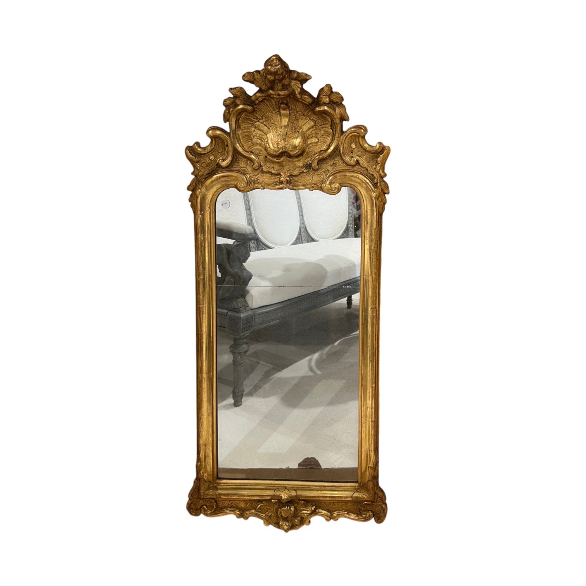 18th Century Swedish Rococo Giltwood Mirror