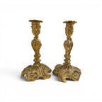 19th Century French Pair of Louis XV Bronze Candle Holders