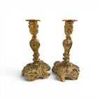 19th Century French Pair of Louis XV Bronze Candle Holders
