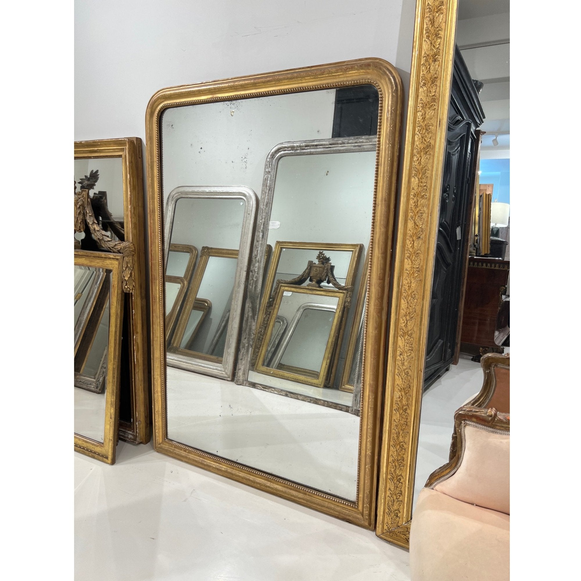 19th Century French Louis Philippe Large Gold Mirror