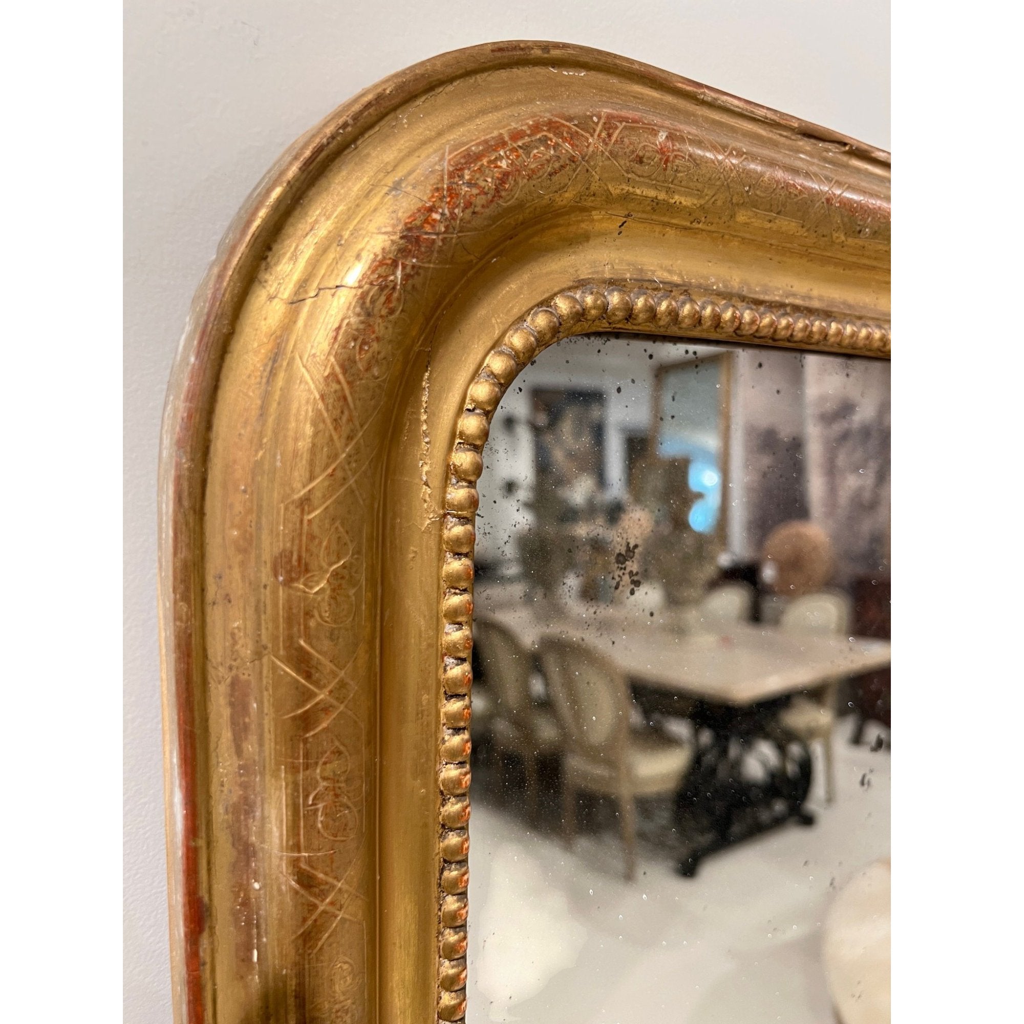 19th Century French Louis Philippe Large Gold Mirror