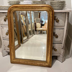 19th Century French Louis Philippe Small Gold Mirror with Flowers