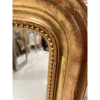 19th Century French Louis Philippe Small Gold Mirror with Flowers