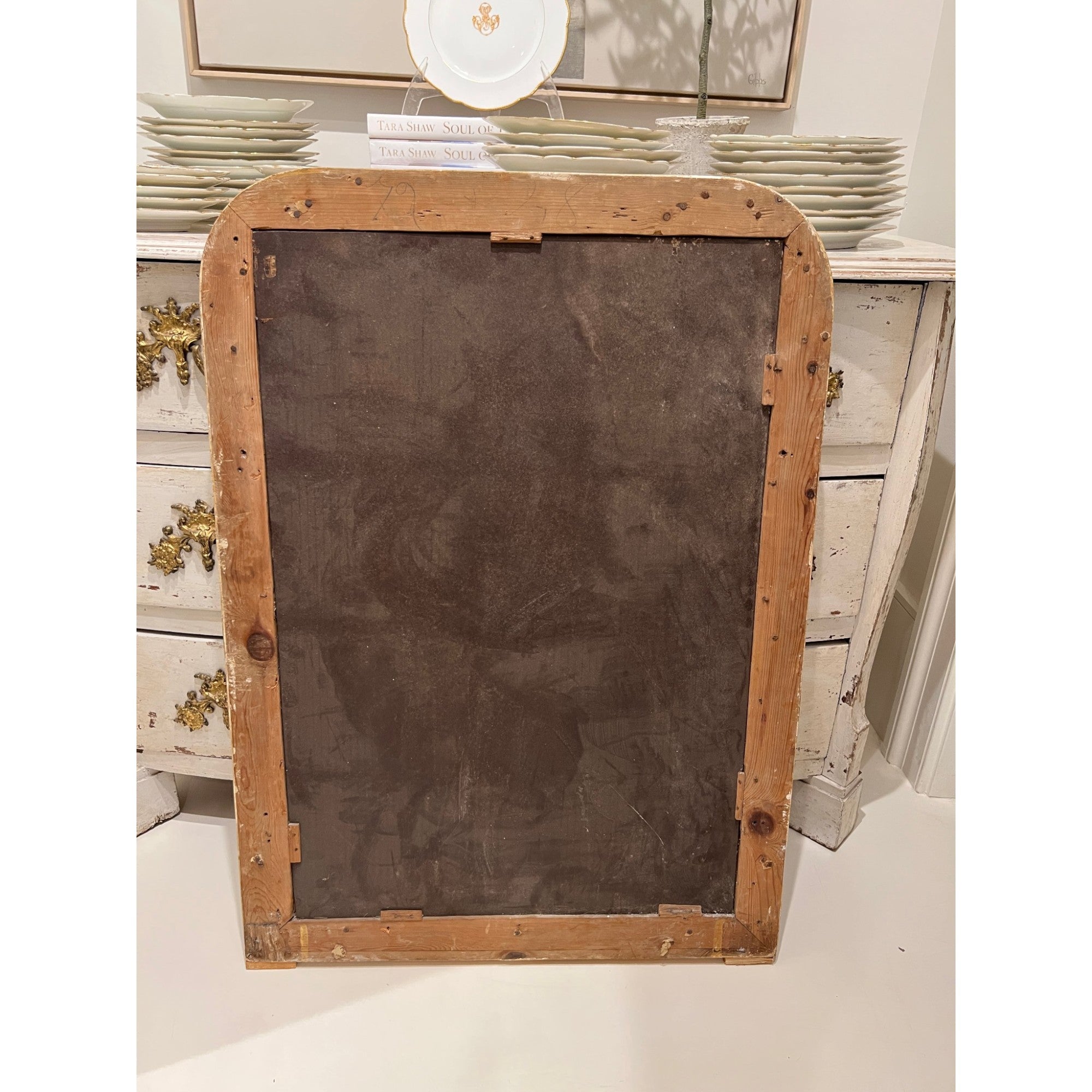 19th Century French Louis Philippe Small Gold Mirror with Flowers