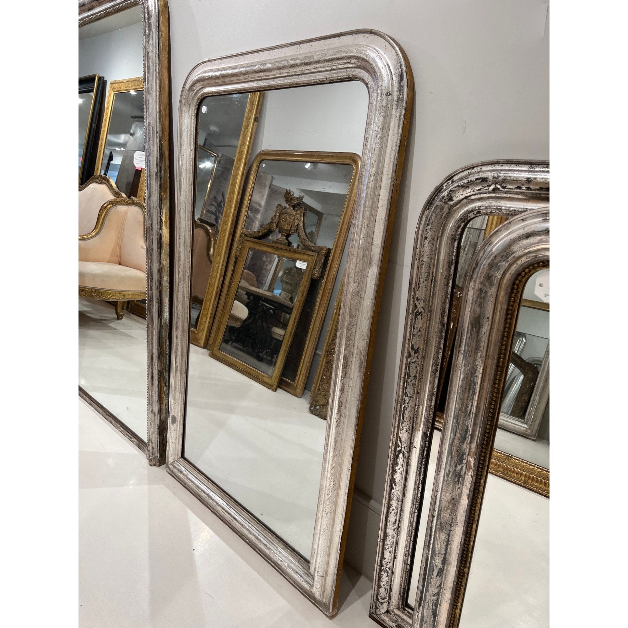 19th Century French Silver Louis Philippe Large Mirror