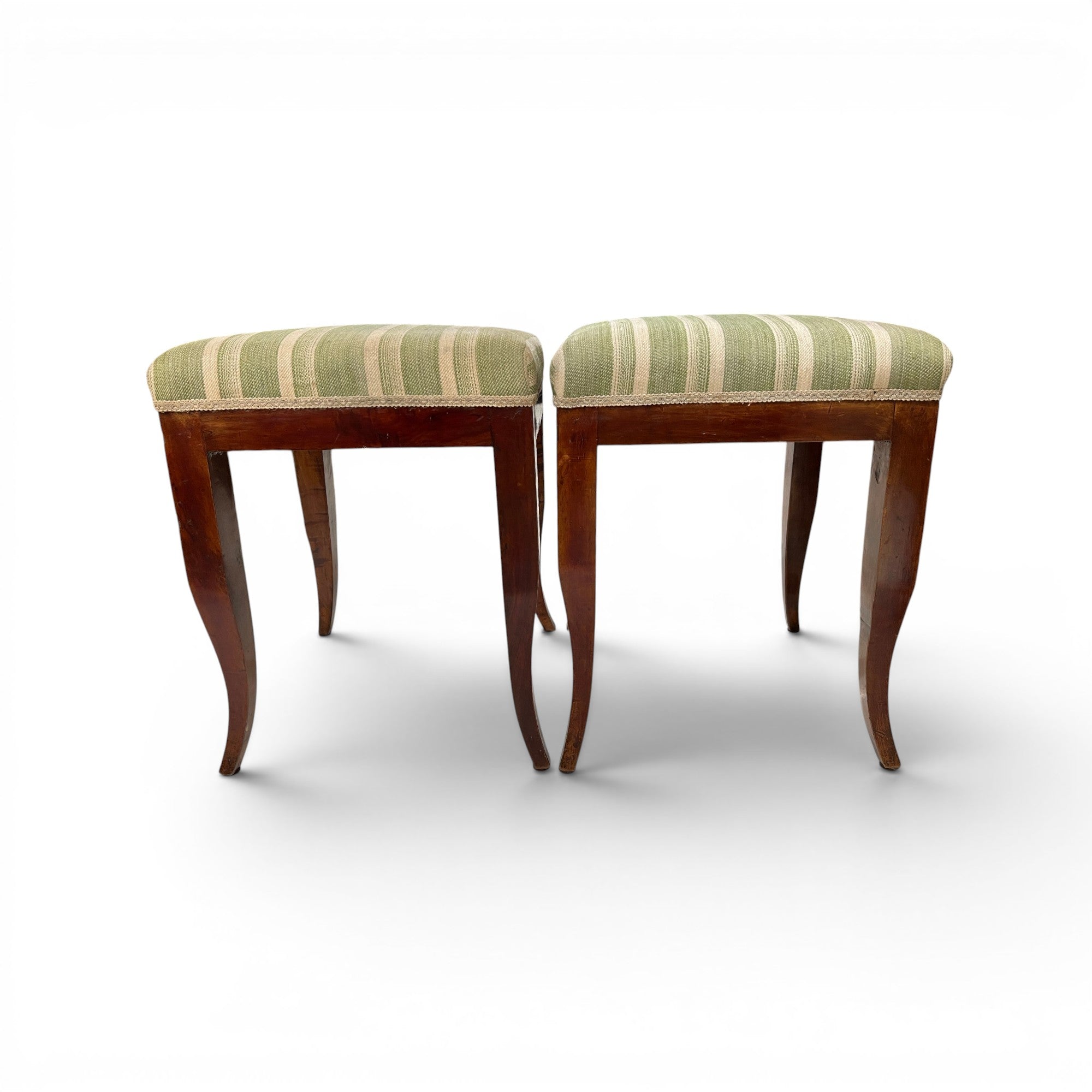 Early 19th Century French Pair of Walnut Directoire Stools
