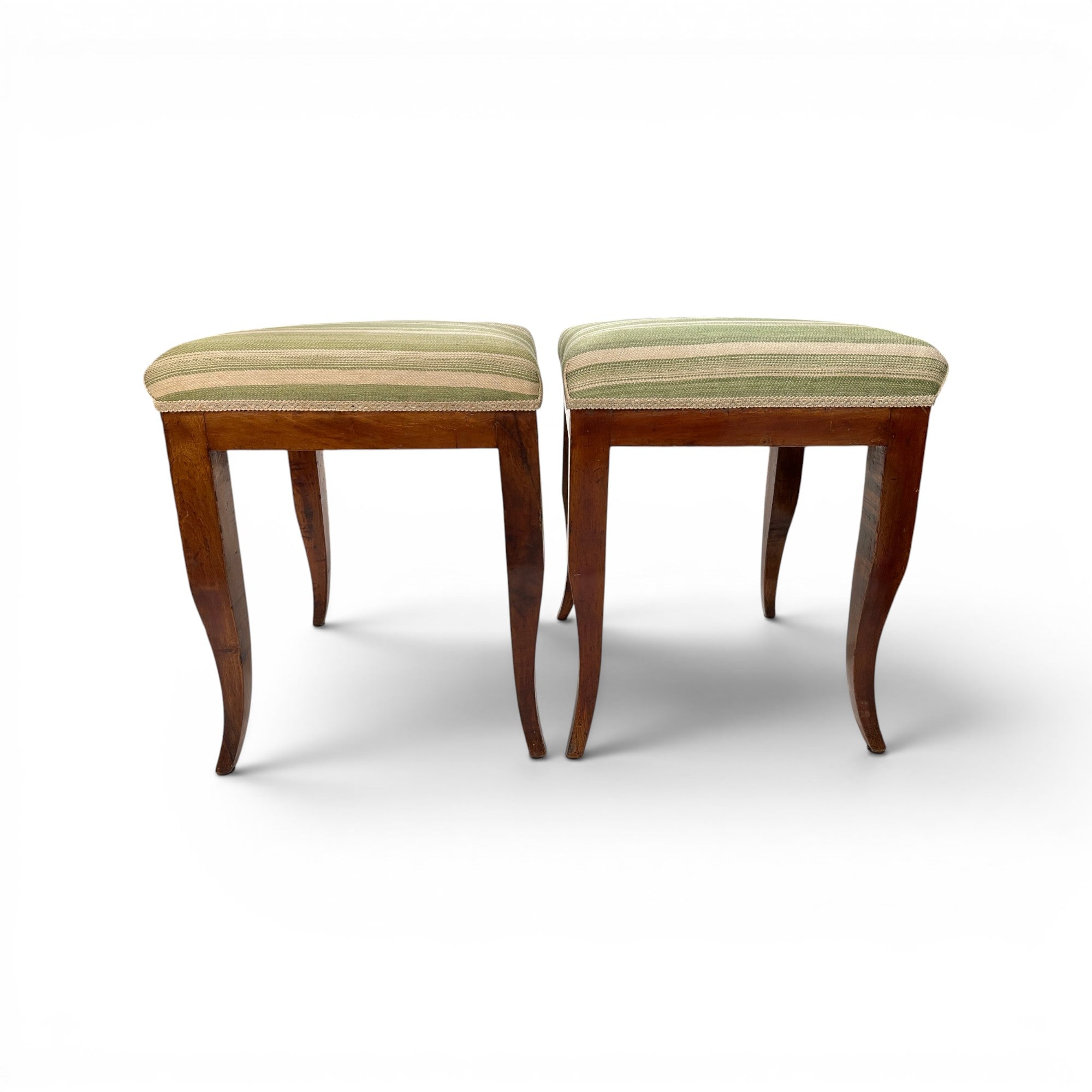Early 19th Century French Pair of Walnut Directoire Stools