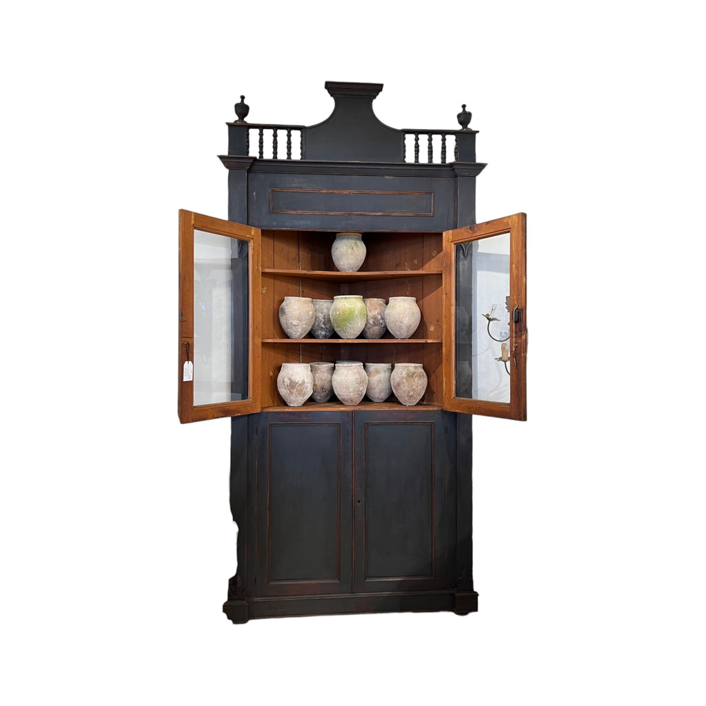 18th Century Italian Ebonized Corner Cabinet