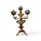 19th Century Pair of 3 Arm Italian Candelabras in Gilded Tole