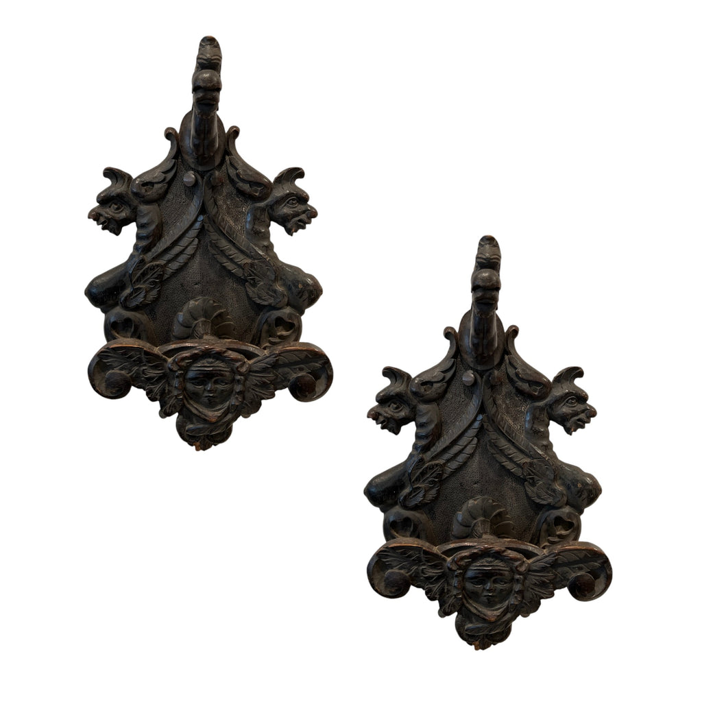 Mid-Century French Pair of Wall Coat Hangers from Chateau in Lombardia