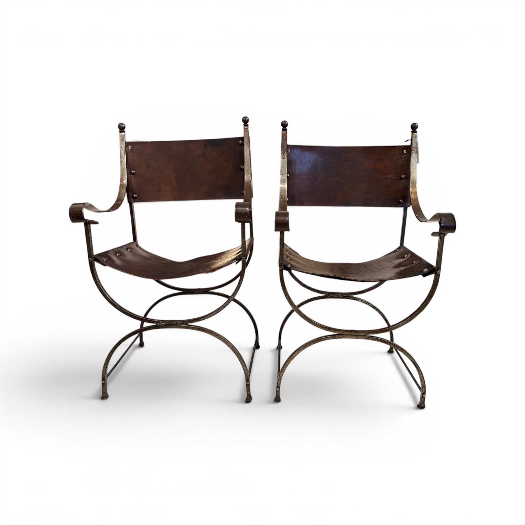 Early 20th Century Pair of Savonarola Chairs