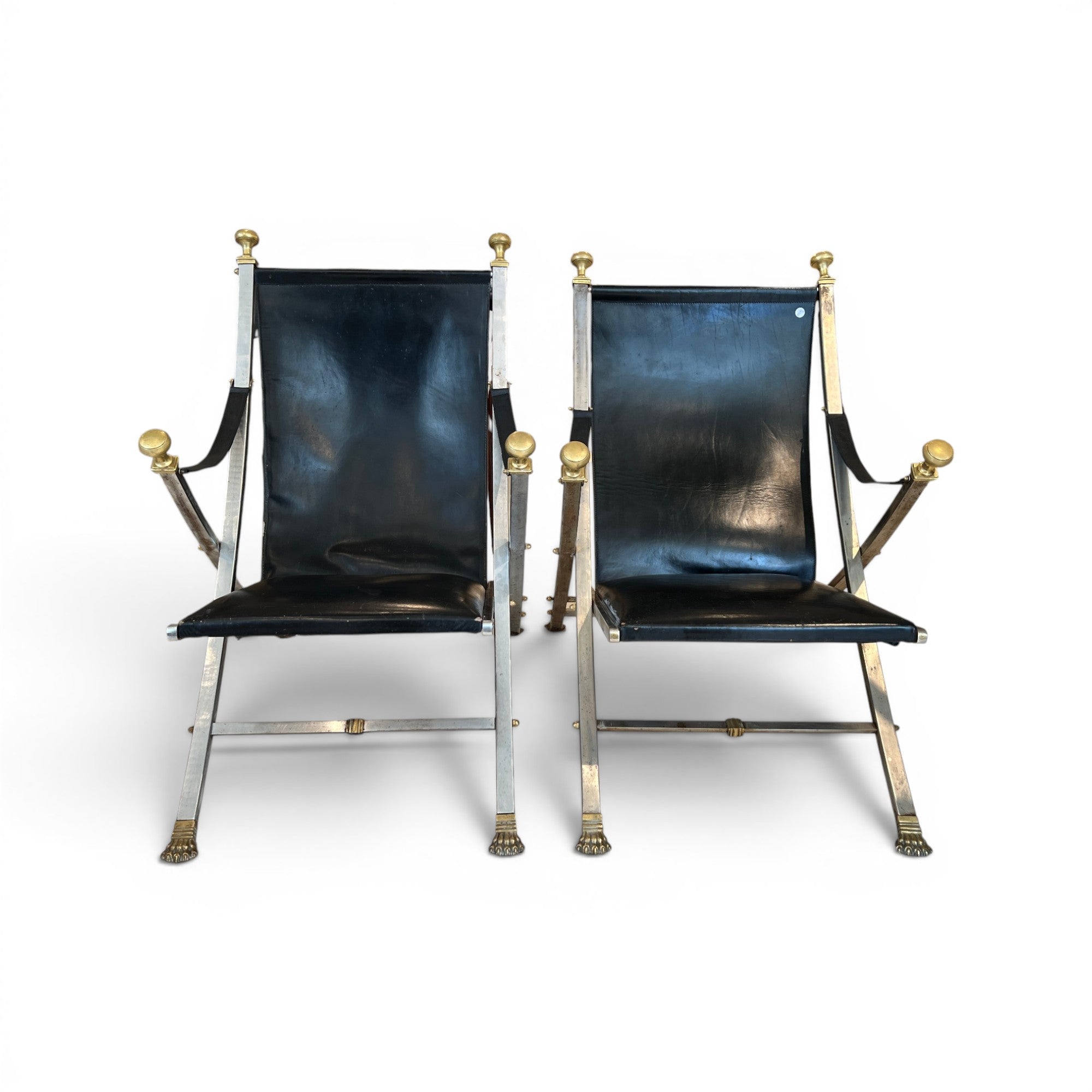 Mid-Century French Pair of Maison Jansen Folding Chairs