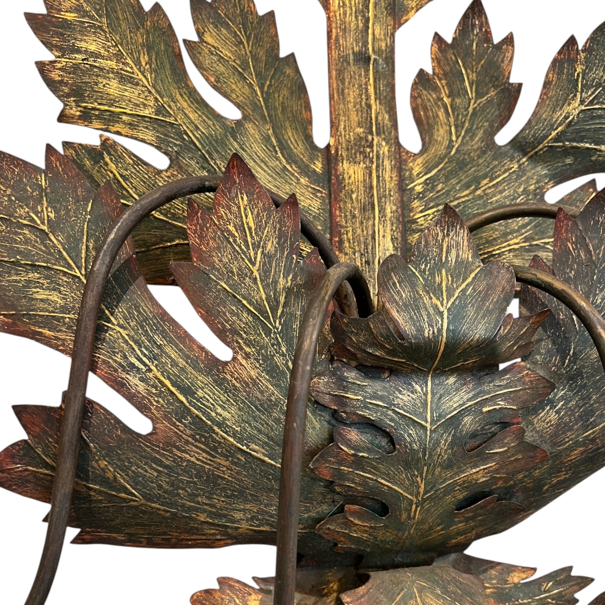 Mid-Century French Tole Leaf Sconces