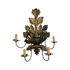 Mid-Century French Tole Leaf Sconces