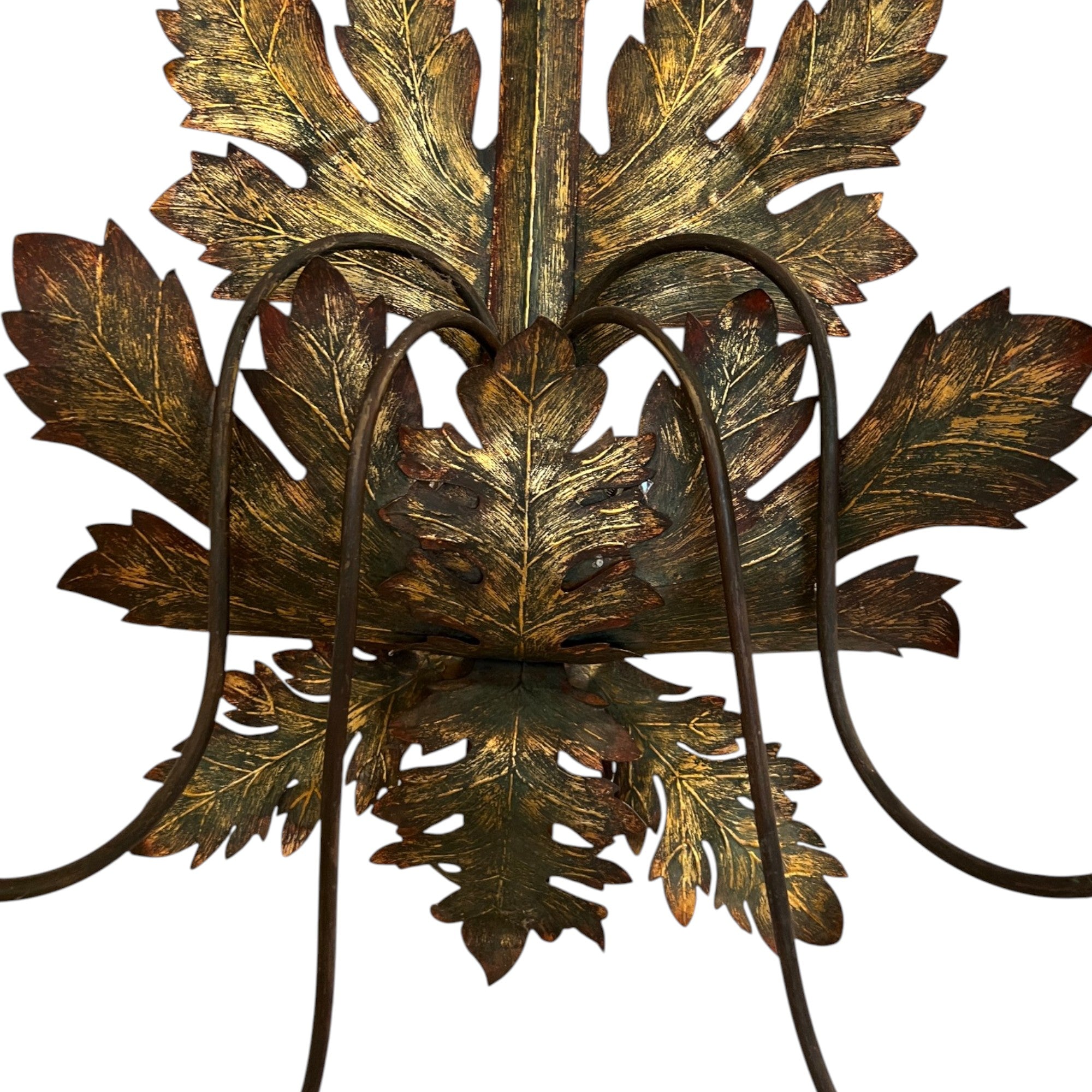 Mid-Century French Tole Leaf Sconces